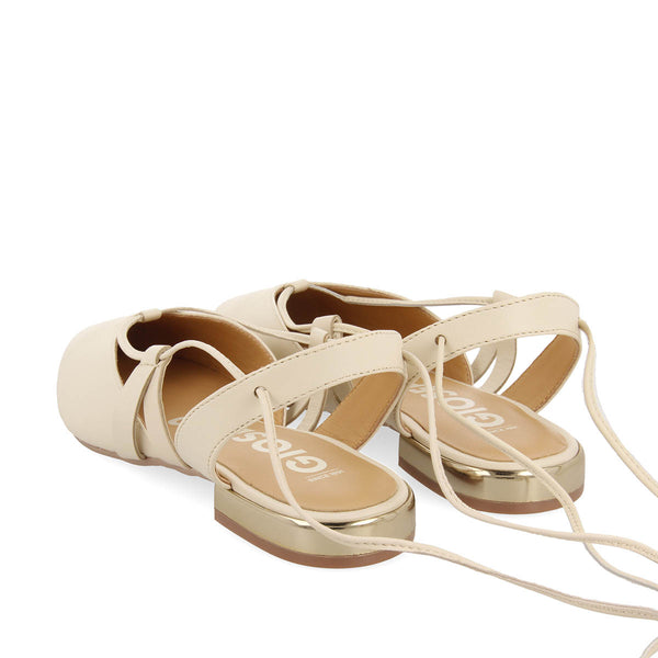 Rodelas women's off-white leather slingback ballet flats with laces