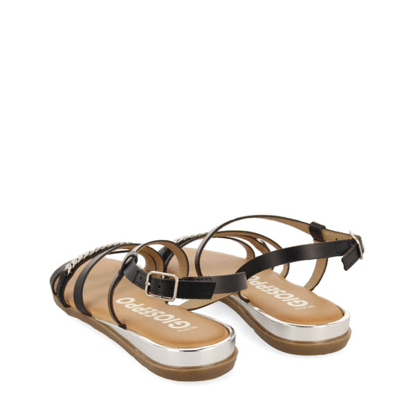 Sandalias negras con tiras y detalle de cadena para mujer mazion 