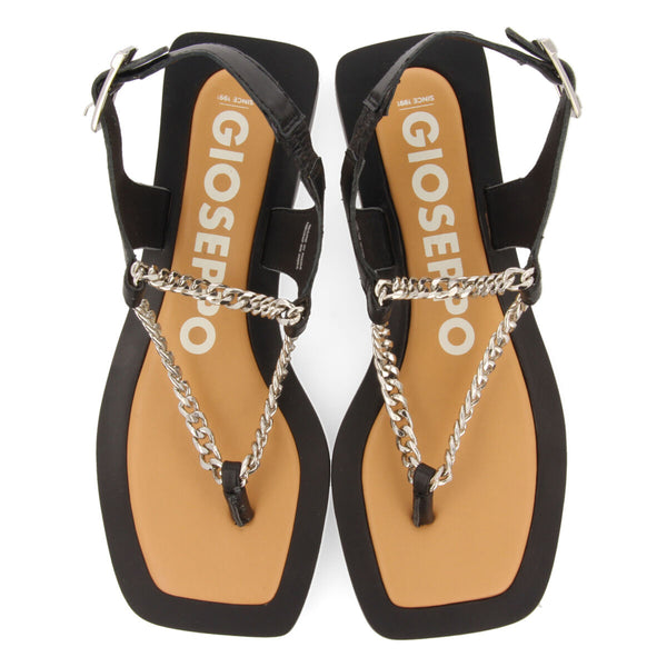 Sandalias negras con detalle de cadena para mujer goyave 
