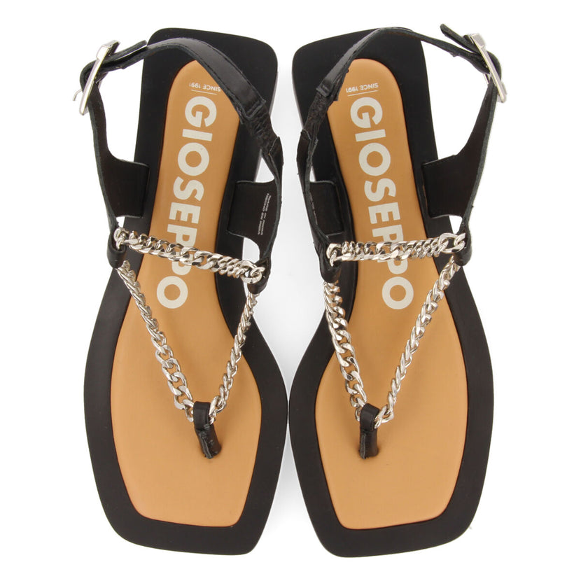 Sandalias negras con detalle de cadena para mujer goyave 