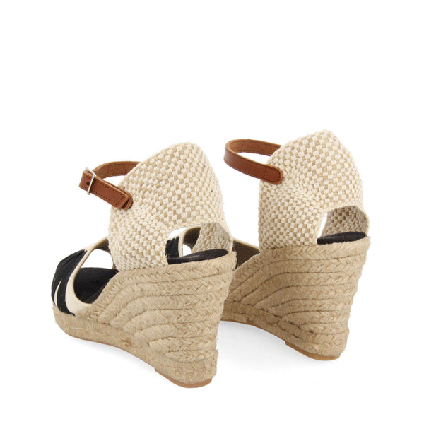 Sandalias tipo espadrille negras con cuña de yute para mujer araya