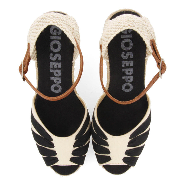 Sandalias tipo espadrille negras con cuña de yute para mujer araya