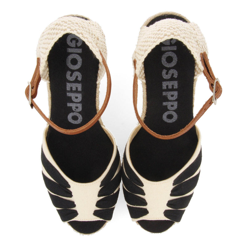 Sandalias tipo espadrille negras con cuña de yute para mujer araya