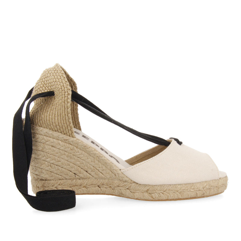 Sandalias tipo espadrille beige con cuña de yute para mujer buriti