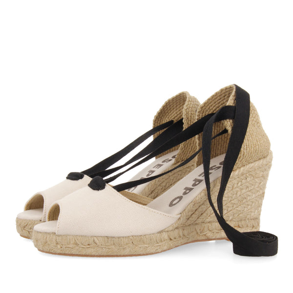 Sandalias tipo espadrille beige con cuña de yute para mujer buriti