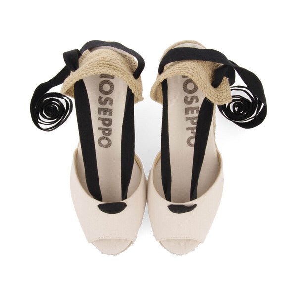 Sandalias tipo espadrille beige con cuña de yute para mujer buriti