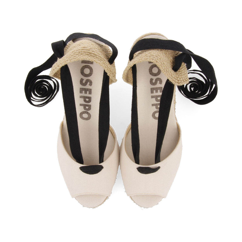 Sandalias tipo espadrille beige con cuña de yute para mujer buriti
