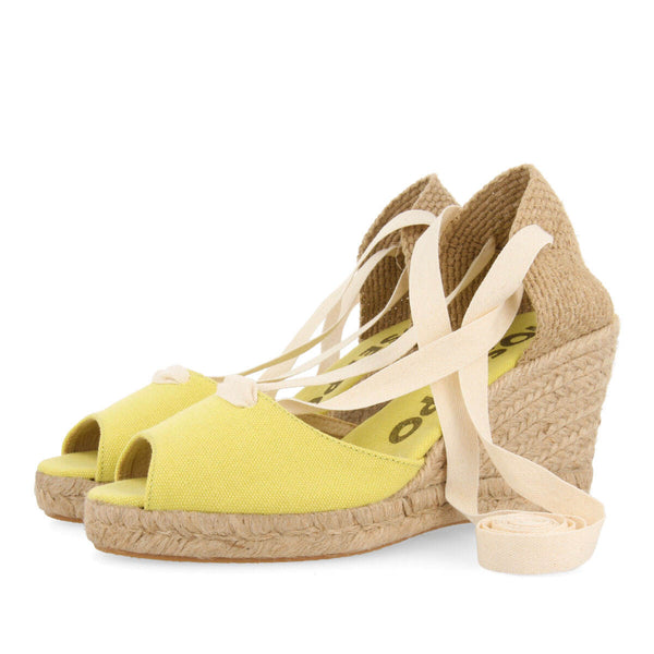 Sandali tipo espadrillas lime con zeppa in juta per donna buriti