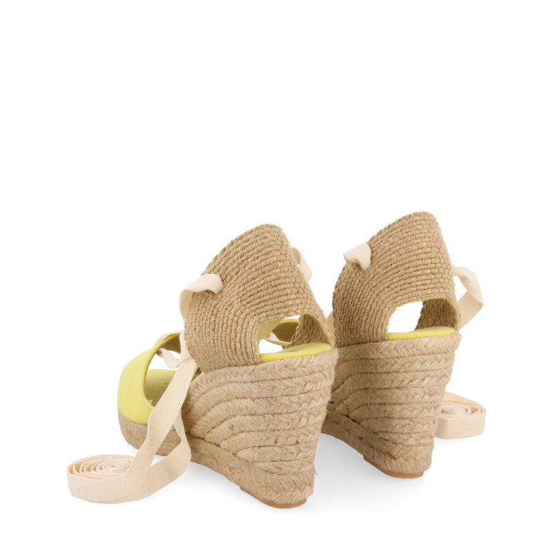 Sandali tipo espadrillas lime con zeppa in juta per donna buriti