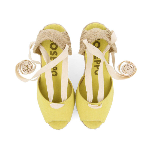 Sandali tipo espadrillas lime con zeppa in juta per donna buriti