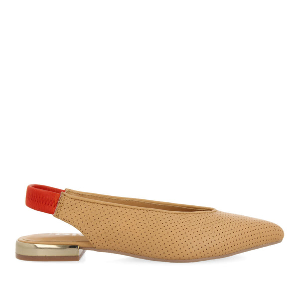 Ataleia women's camel elasticated slingback ballet flats