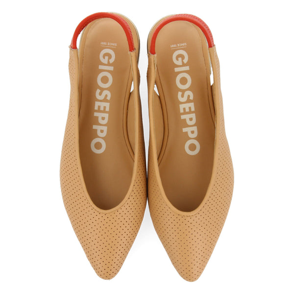 Ataleia women's camel elasticated slingback ballet flats