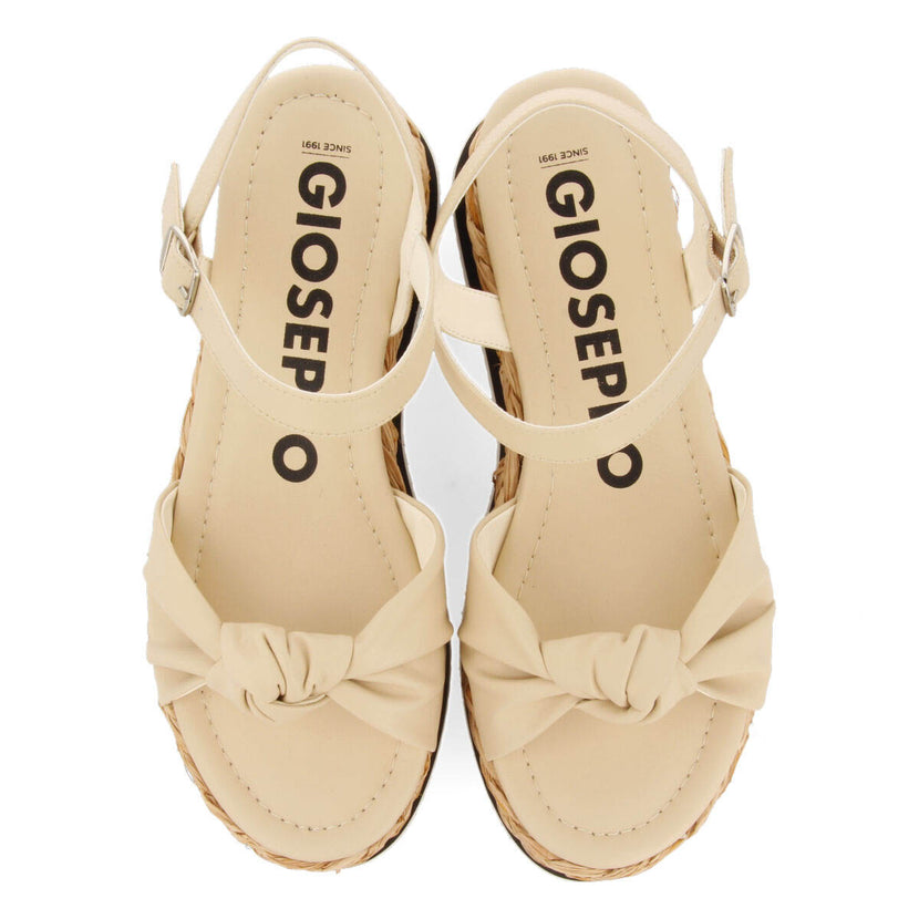 Sandalias color off-white con detalle de nudo y plataforma para mujer manicu 