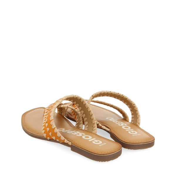 Sandalias naranja de piel con pasados de rafia para mujer goias 