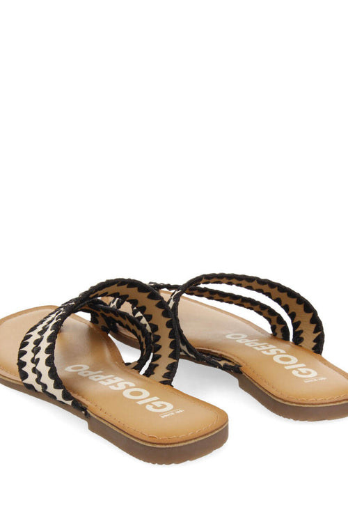 Sandalias off-white de piel con pasados de rafia para mujer goias 