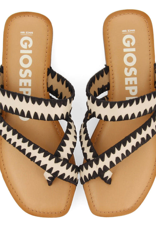 Sandalias off-white de piel con pasados de rafia para mujer goias 