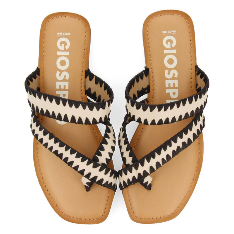 Sandalias off-white de piel con pasados de rafia para mujer goias 