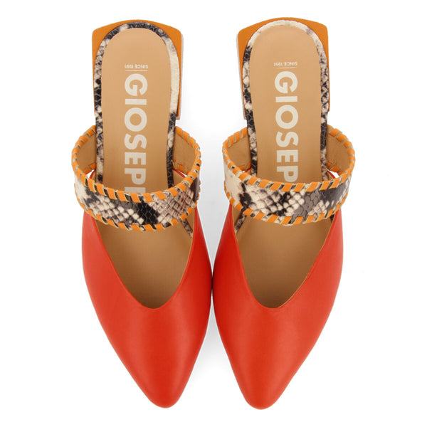 Sandalias naranja tipo babucha con tira para mujer Inhapim