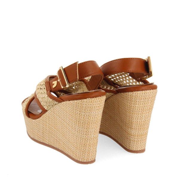Sandales résille couleur camel et semelle compensée pour femme bussang  