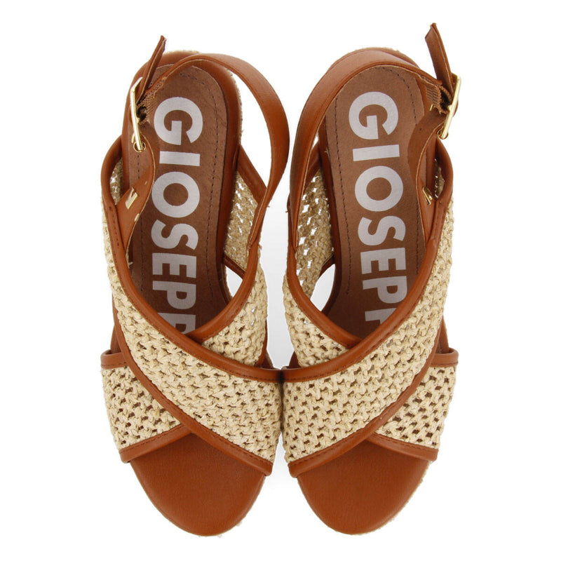 Sandales résille couleur camel et semelle compensée pour femme bussang  