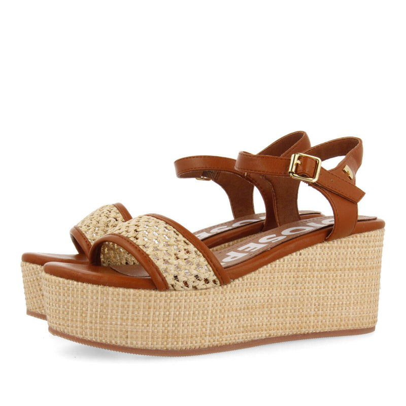 Sandales résille couleur beige et semelle compensée pour femme asquins 