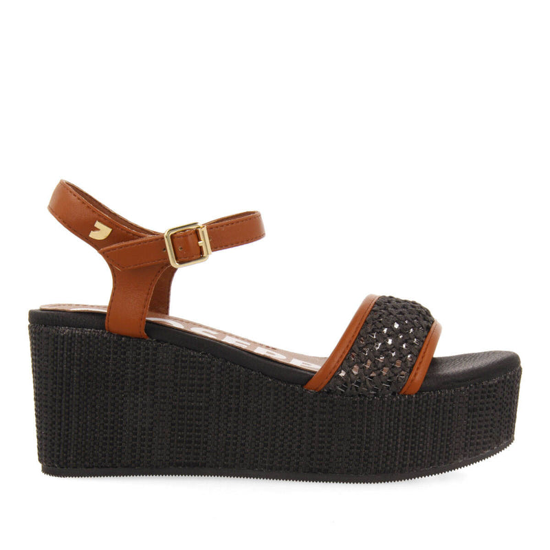 Sandali con rete color nero e plateau per donna asquins