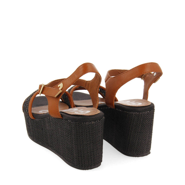 Sandali con rete color nero e plateau per donna asquins