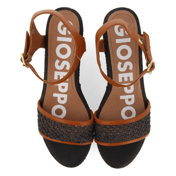 Sandali con rete color nero e plateau per donna asquins