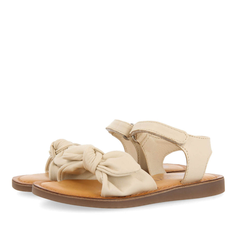 Stigny girls metallic off white leather sandals