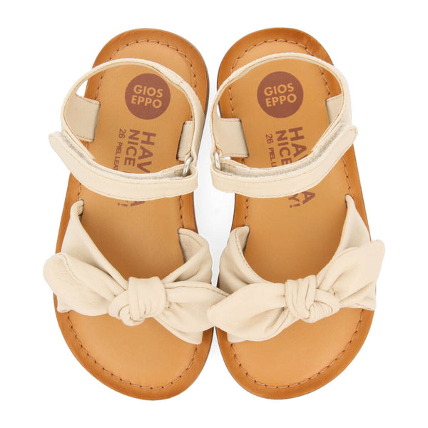 Stigny girls metallic off white leather sandals