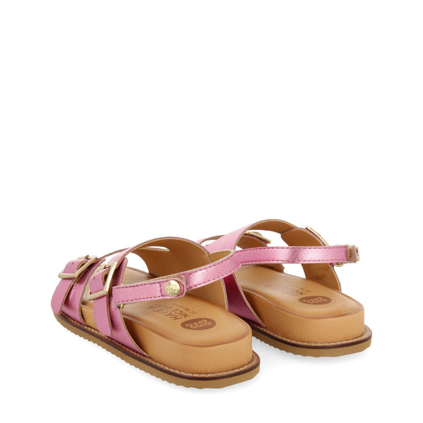 Naque girls fuchsia leather anatomical sandals