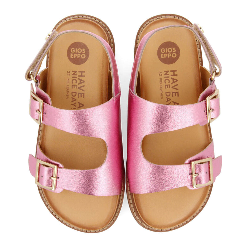 Naque girls fuchsia leather anatomical sandals