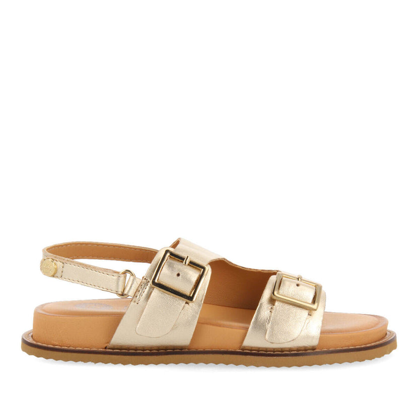 Naque girls gold leather anatomical sandals