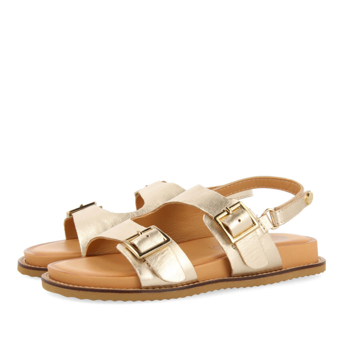 Naque girls gold leather anatomical sandals