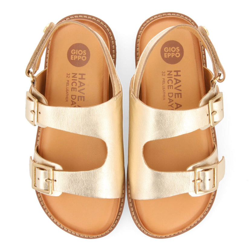 Naque girls gold leather anatomical sandals