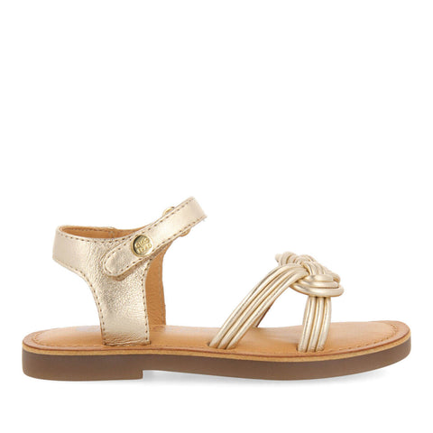 SANDALI IN PELLE IN COLOR ORO CON TOMAIA DA BAMBINA LONTRA