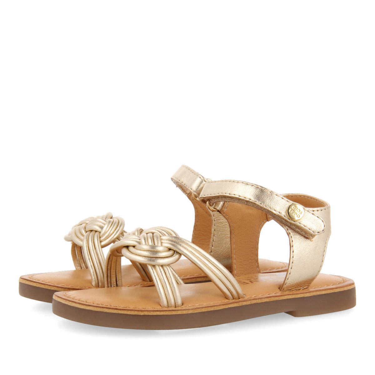 Lontra girls gold leather sandals