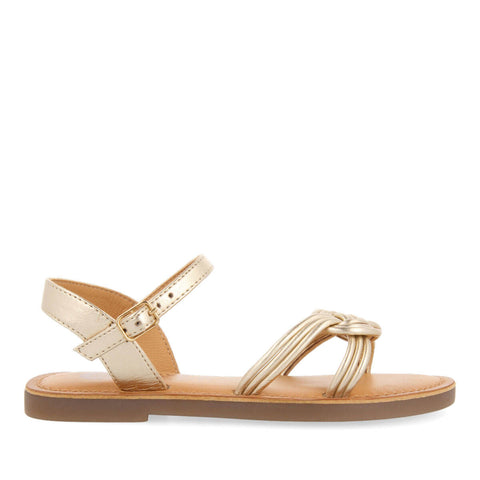 SANDALI IN PELLE IN COLOR ORO CON TOMAIA DA BAMBINA JEQUIE