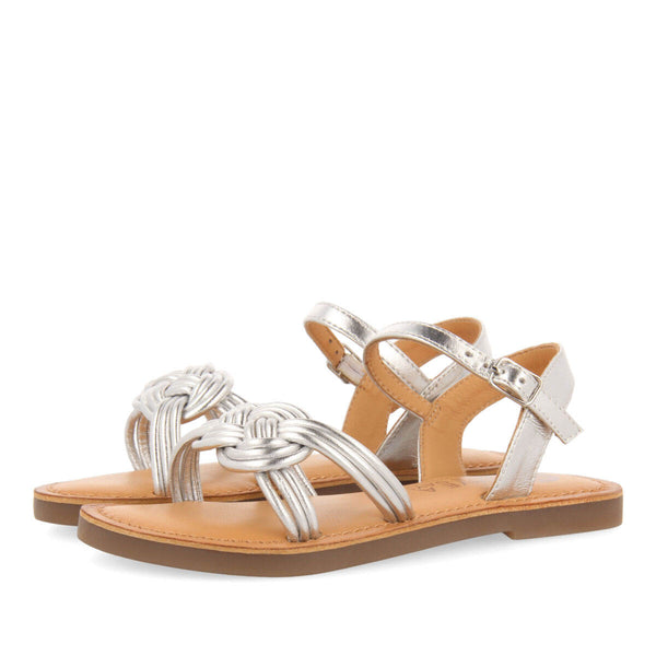 Jequie girls silver leather sandals