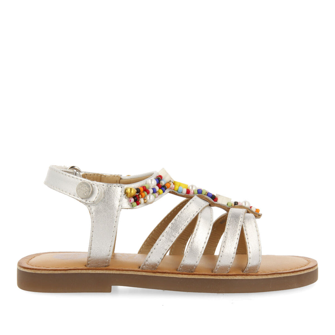 FIORINA GIRLS SILVER LEATHER ROMAN SANDALS