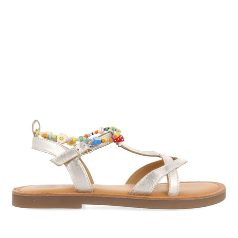 SANDALI IN PELLE COLOR ARGENTO CON BRACCIATE RIMOVIBILE DA BAMBINA DORTAN