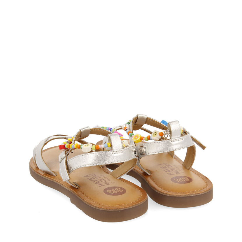 Sandali in pelle color argento con bracciate rimovibile da bambina dortan