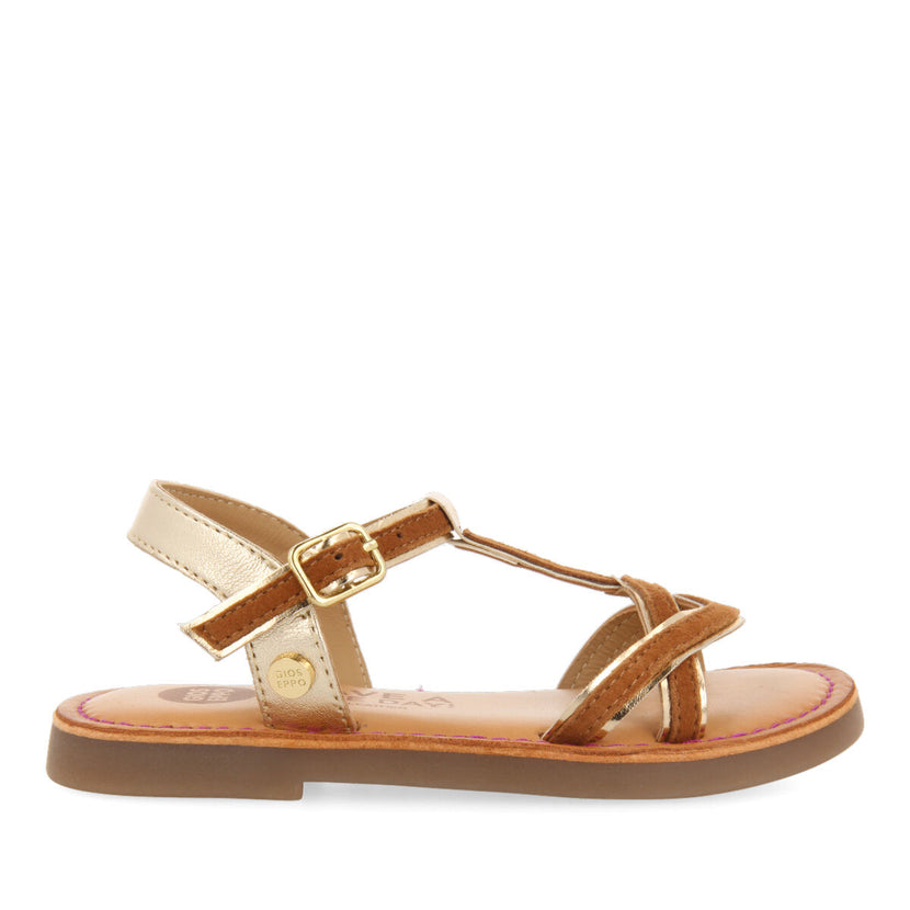 Boucan girls tan suede effect leather sandals