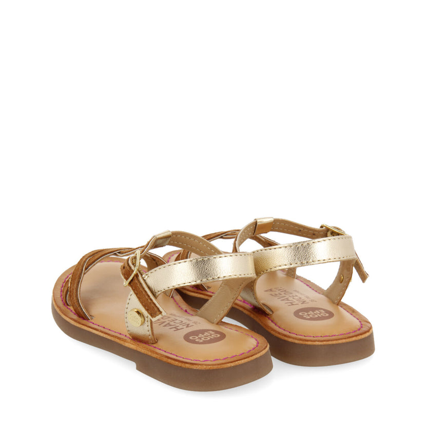 Boucan girls tan suede effect leather sandals