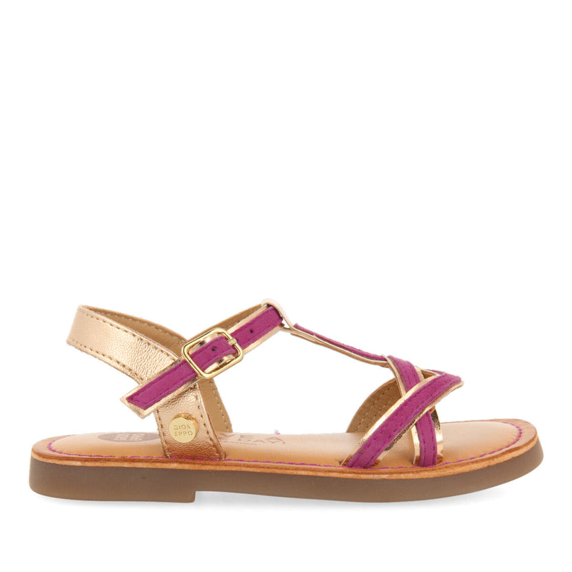 Boucan girls fuchsia suede effect leather sandals
