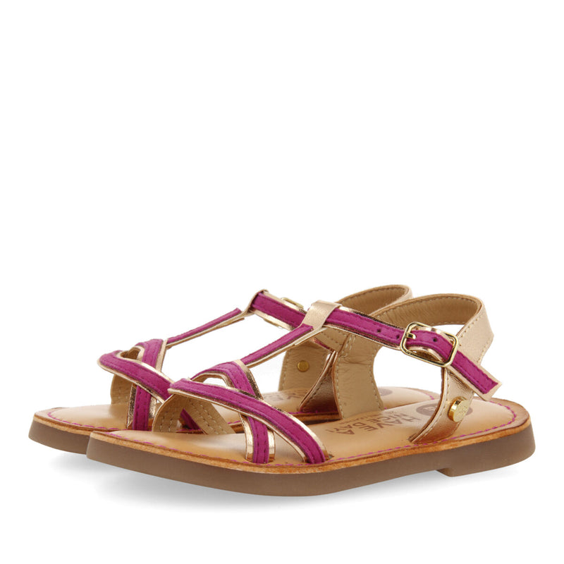 Boucan girls fuchsia suede effect leather sandals