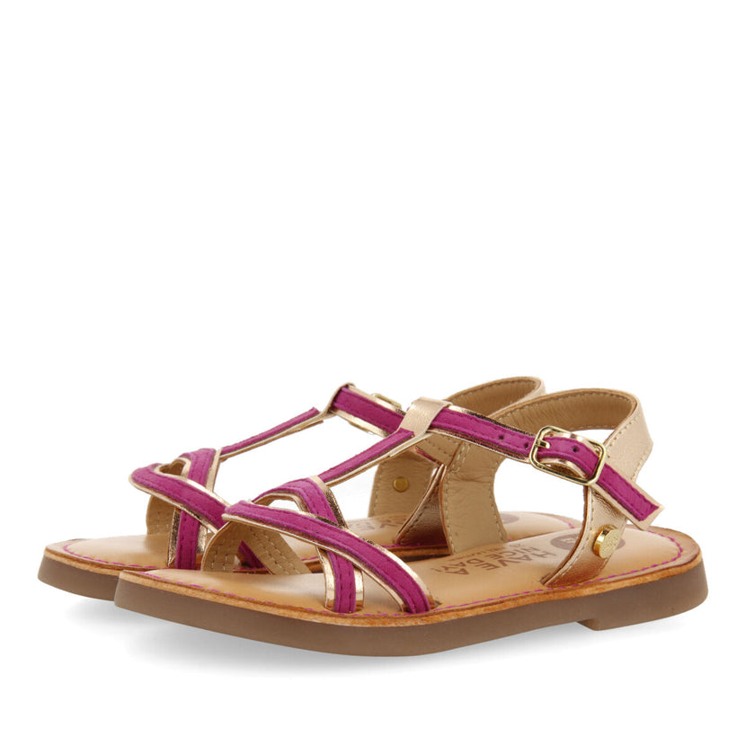 Boucan girls fuchsia suede effect leather sandals