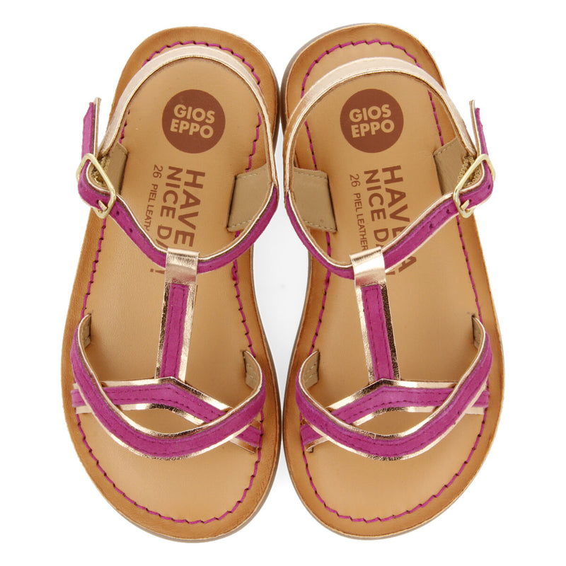Boucan girls fuchsia suede effect leather sandals