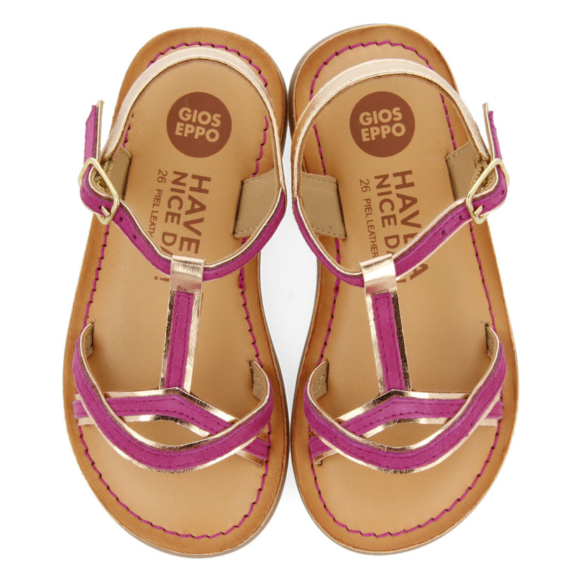 Boucan girls fuchsia suede effect leather sandals
