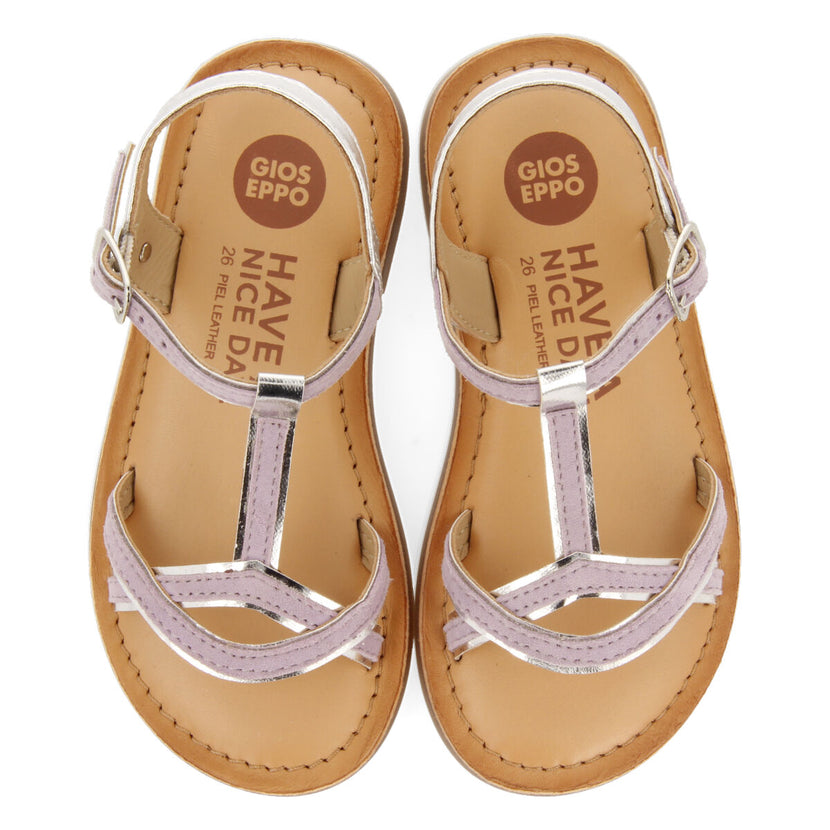 Boucan girls lilac suede effect leather sandals